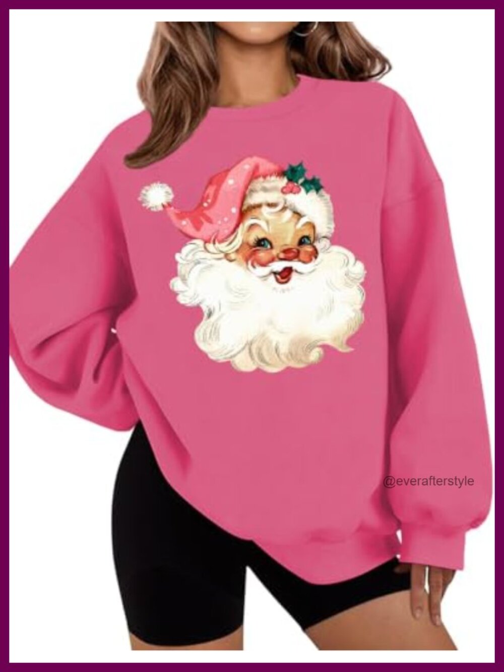 Oversized Crewneck Long Sleeve Pullover Sweatshirt Casual Holiday Top
